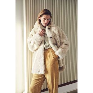 Isabel Marant Sarvey oversize shearling coat ecru